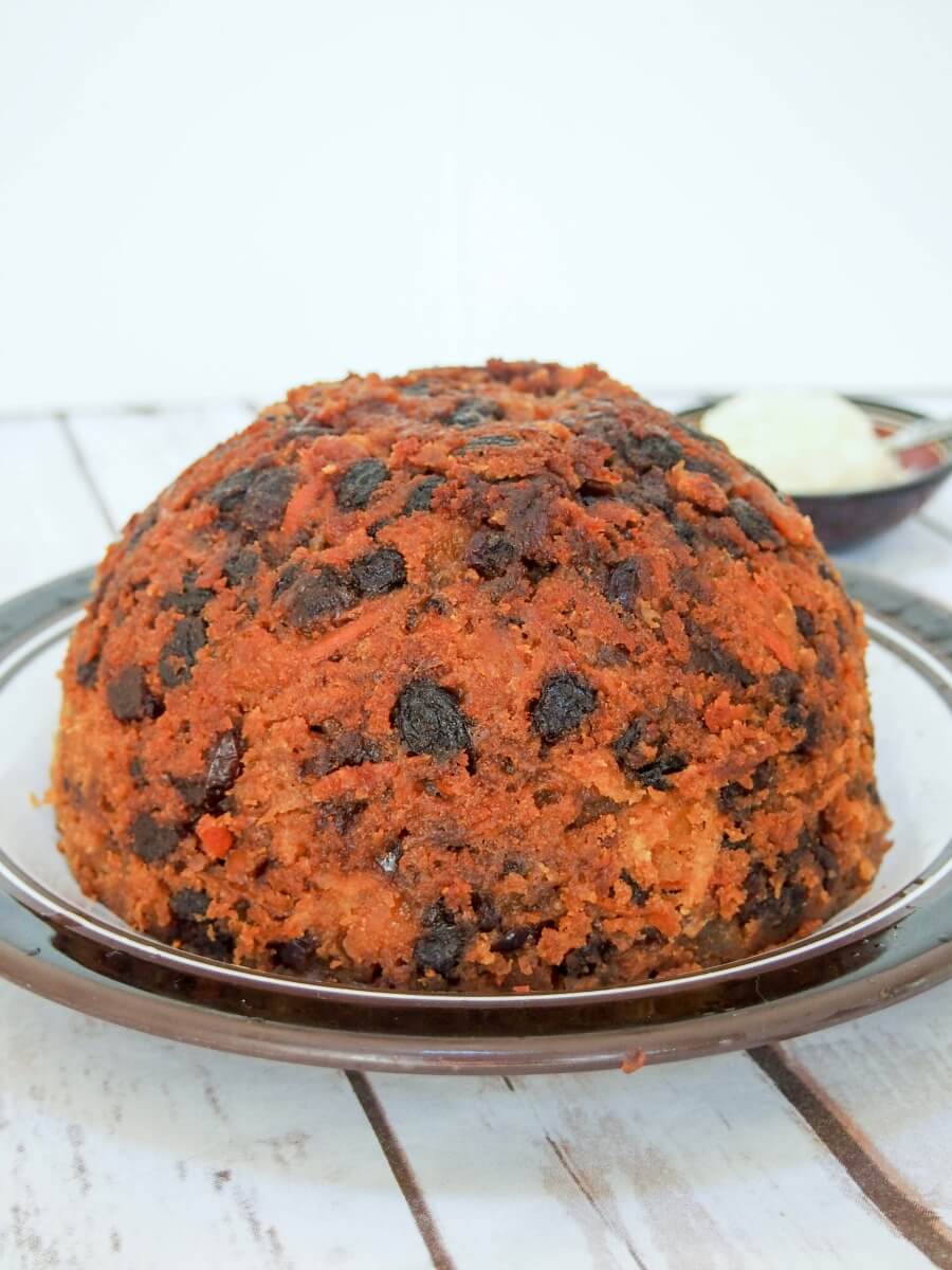 lighter Christmas pudding whole turned on to plate