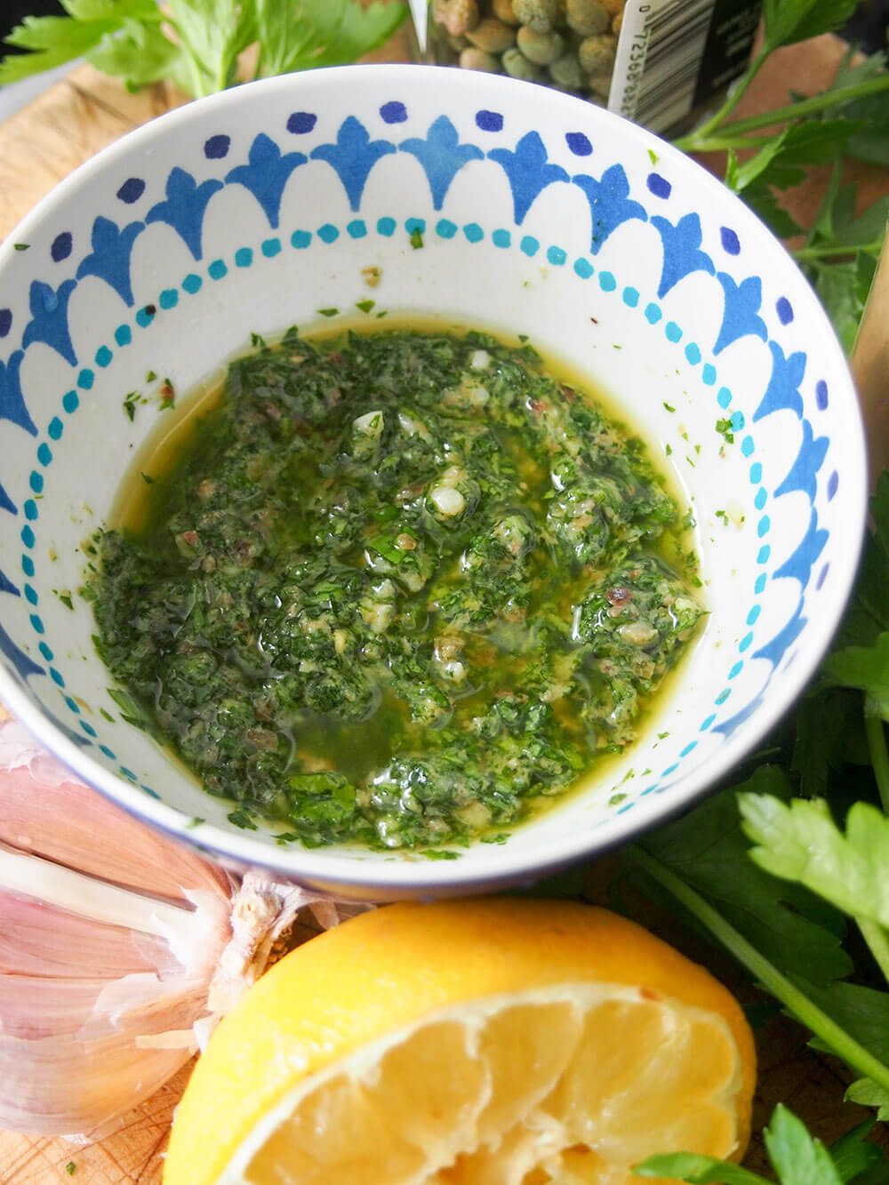 salsa verde for sea bass with salsa verde