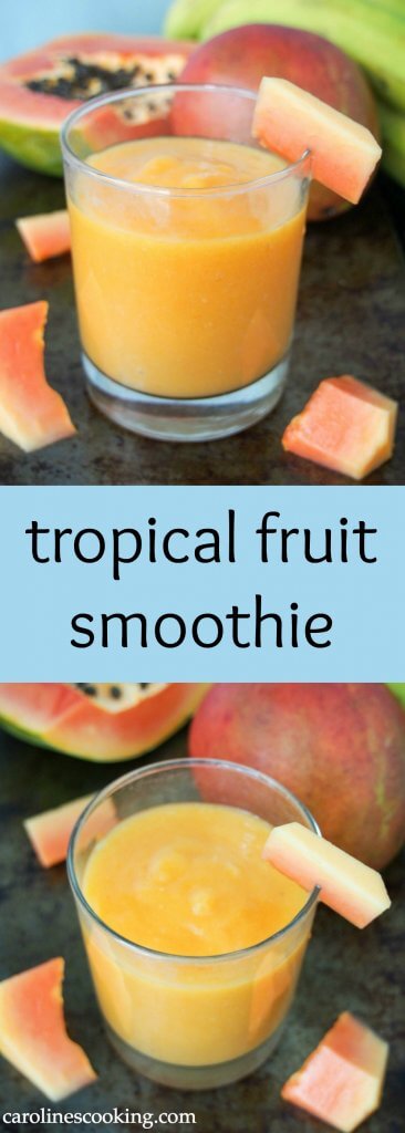 This tropical fruit smoothie is made with mango and papaya for a refreshing, tasty and vitamin-C packed drink. Delicious and good for you all in one.