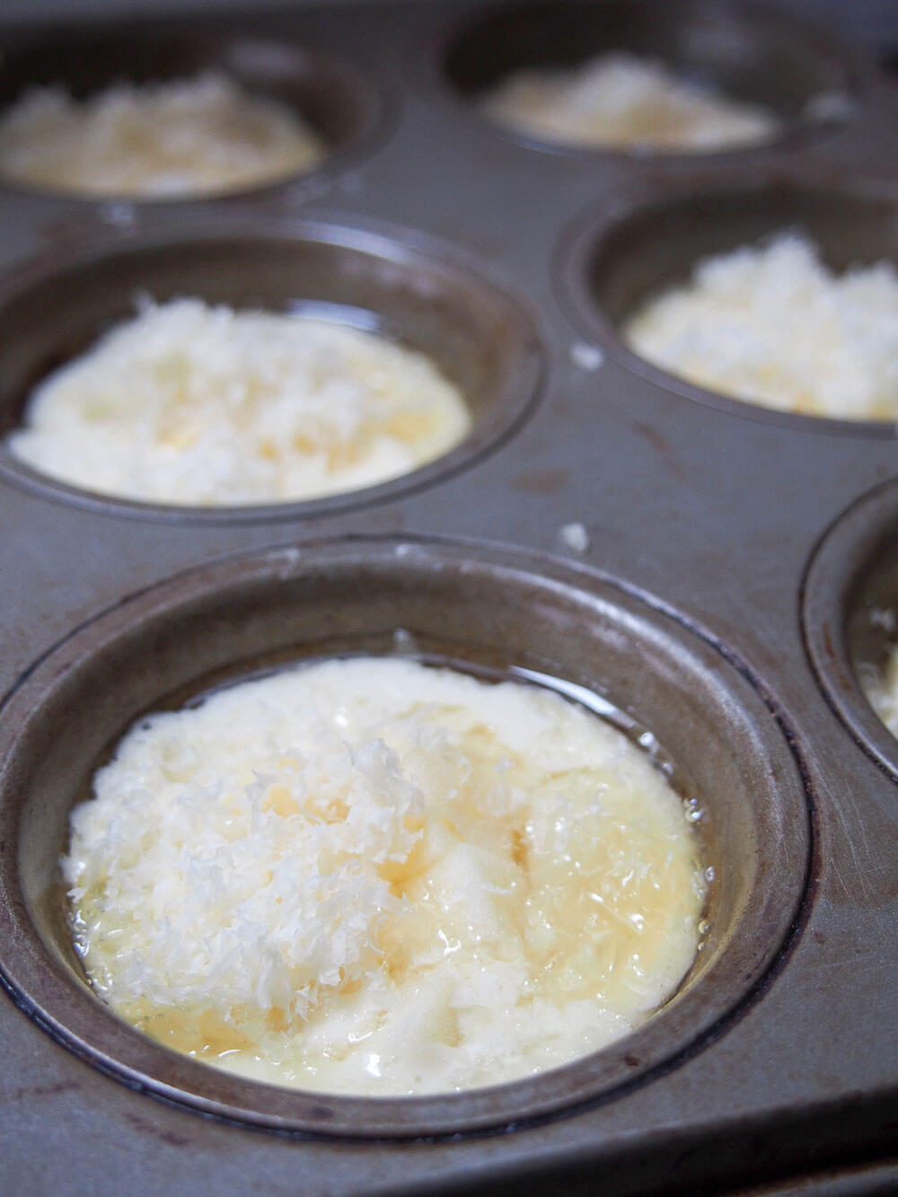 adding cheese and apple into batter before baking