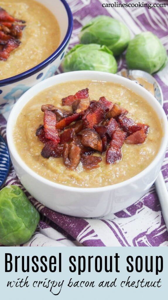 Brussel sprout soup with crispy bacon and chestnut
