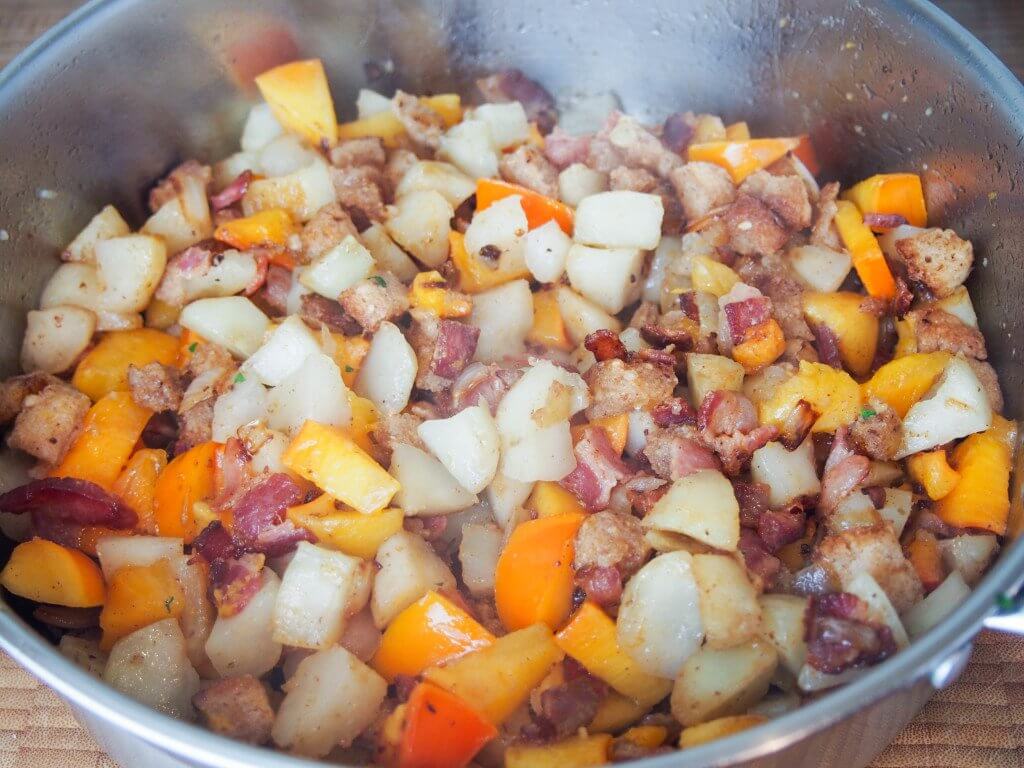 making Jerusalem artichoke and persimmon stuffing