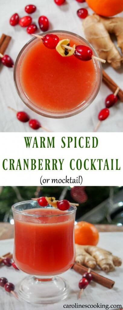 Warm spiced cranberry cocktail or mocktail