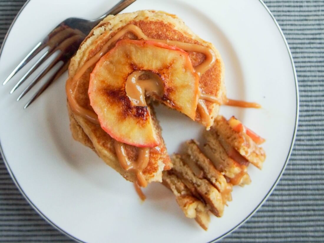Almond flour pancakes and apple stack (GF with DF option)