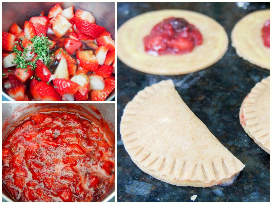 making rosemary infused strawberry empanadas