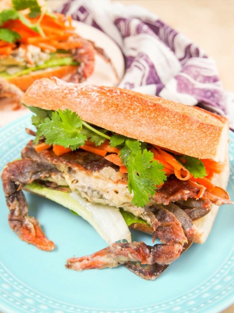 Banh mistyle soft shell crab sandwich Caroline's Cooking