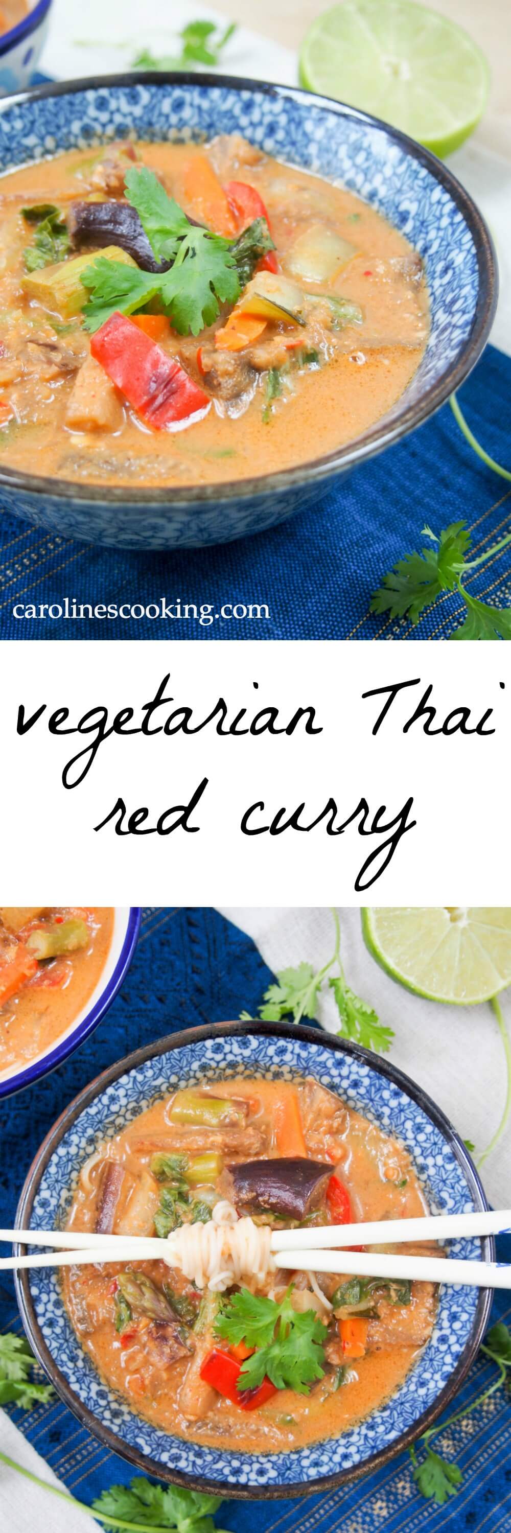 Vegetarian Thai red curry - an easy vegan curry from scratch that's full of veggies, creamy coconut and spicy flavor.