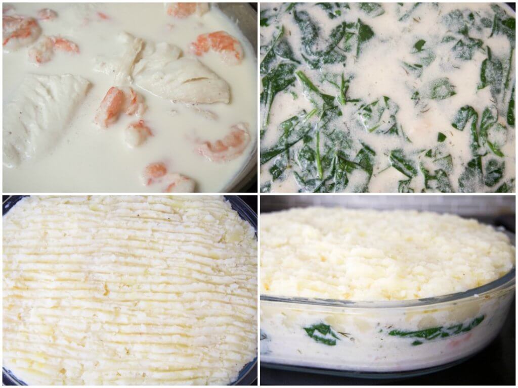 making fish pie (potato topped fish bake)