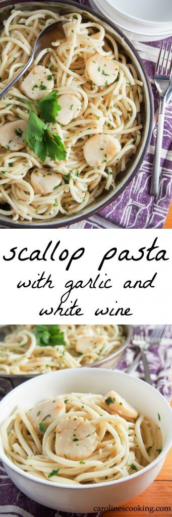 scallop pasta with garlic and white wine