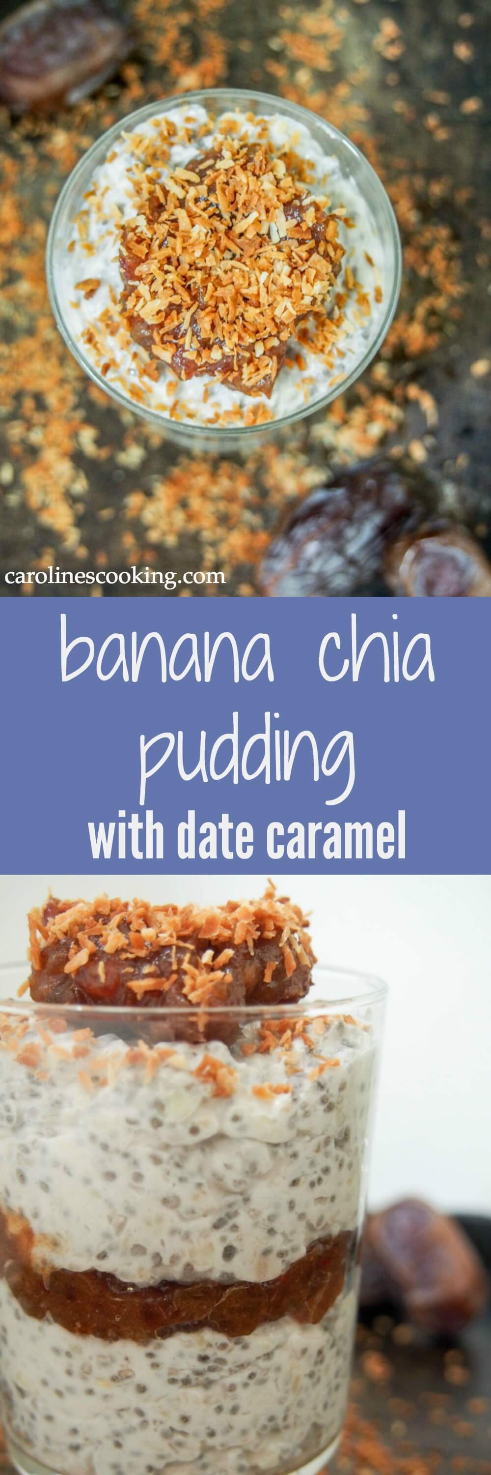 This banana chia pudding with date caramel is such a tasty breakfast / dessert that's good for you too.  Vegan, paleo, dairy & gluten free but full of flavor.