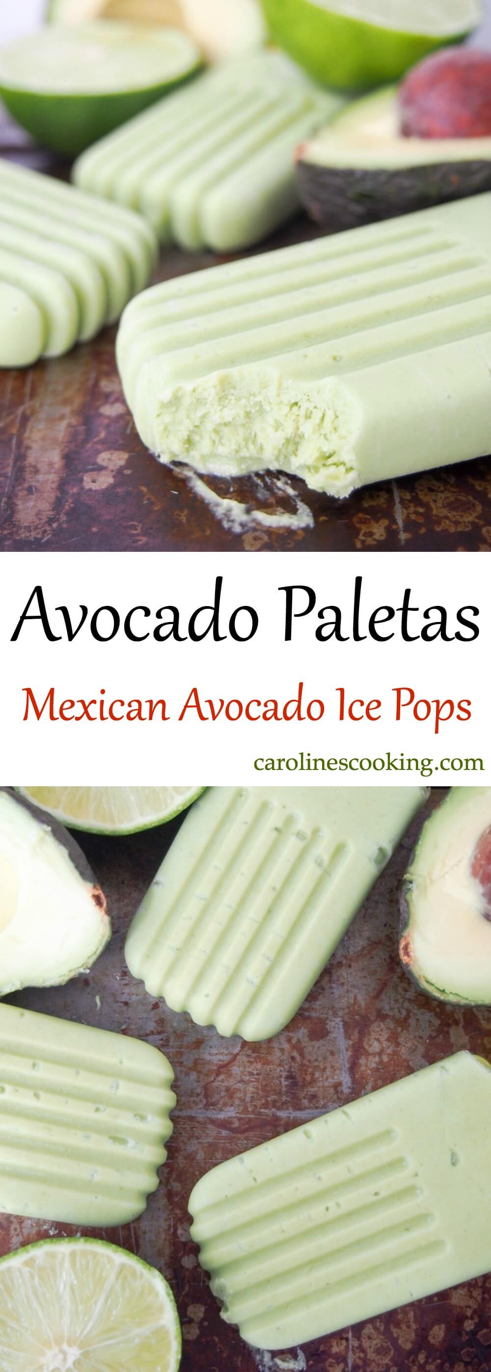 Avocado paletas (Mexican avocado ice pops) are easy to make, healthy & so creamy and tasty. Dairy free & refined sugar free, they're a frozen treat to enjoy guilt-free!