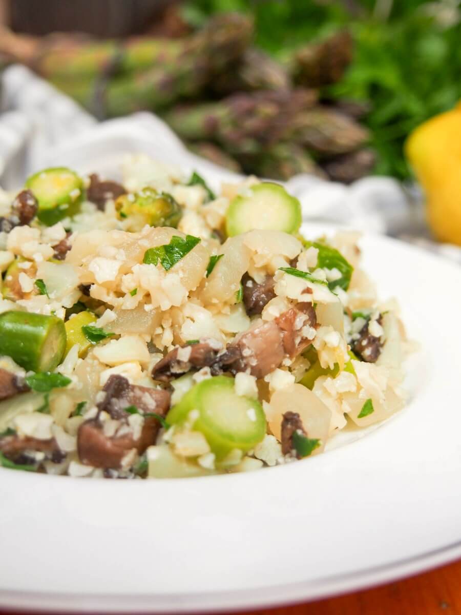 cauliflower risotto photo Recipe vegetarian dish with asparagus mushrooms cauliflower rice