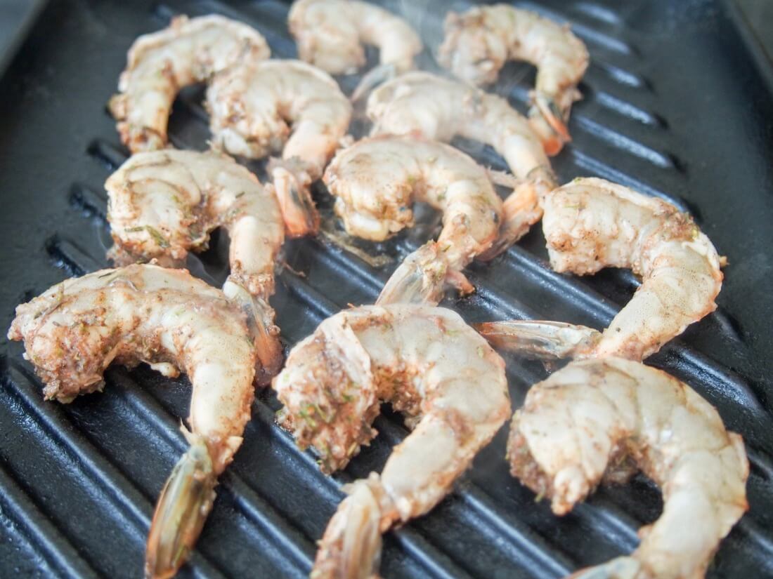 cooking shrimp for Jerk spiced shrimp tacos