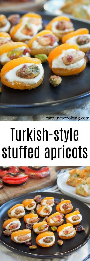 These Turkish-style stuffed apricots are incredibly easy to make and perfect for entertaining, whether as a sweet appetizer or simple bite-sized dessert.