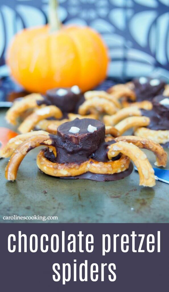 chocolate pretzel spiders