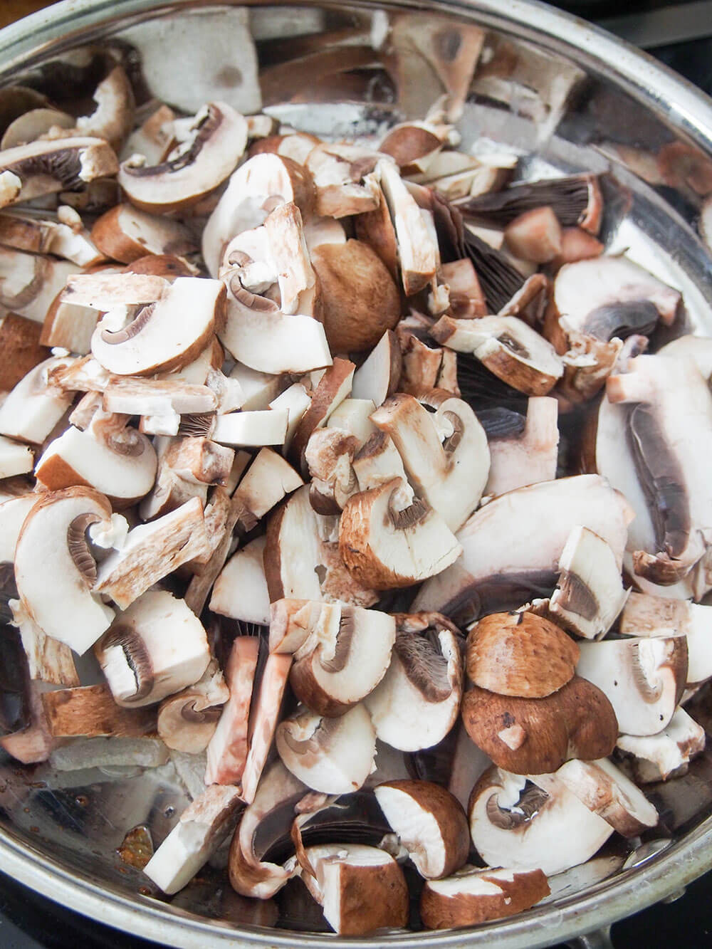cooking mushrooms in skillet