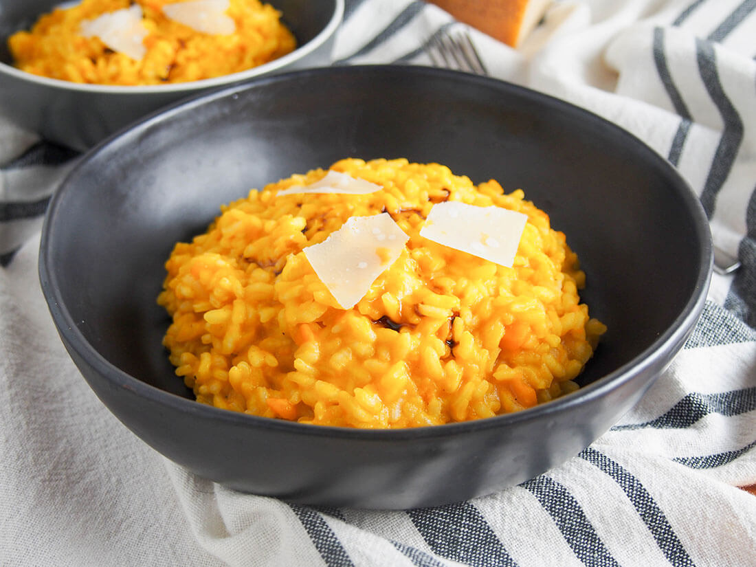pumpkin risotto in bowl