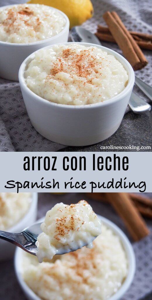 Arroz con leche, Spanish rice pudding, is an easy and comforting dessert. With warm cinnamon and fresh lemon flavors mixed in with the creamy rice, it's the perfect end to any meal.  #ricepudding #dessert #spanishfood