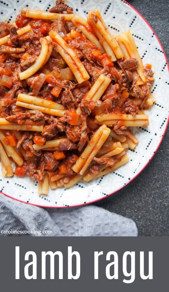Move over Bolognese, this lamb ragu pasta sauce is even more delicious and comforting. Packed with rich flavor, it's easy to make and perfect for making ahead.  Great with most types of pasta as well as gnocchi. #pastasauce #comfortfood #lamb