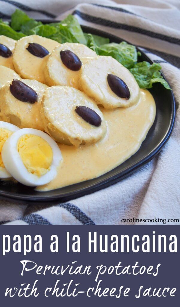Papa a la Huancaina is a classic Peruvian appetizer of potatoes smothered with a delicious cheese and chili sauce. It's no doubt unusual if you're not familiar with it, but the flavors are incredibly tasty and it's easy too.
