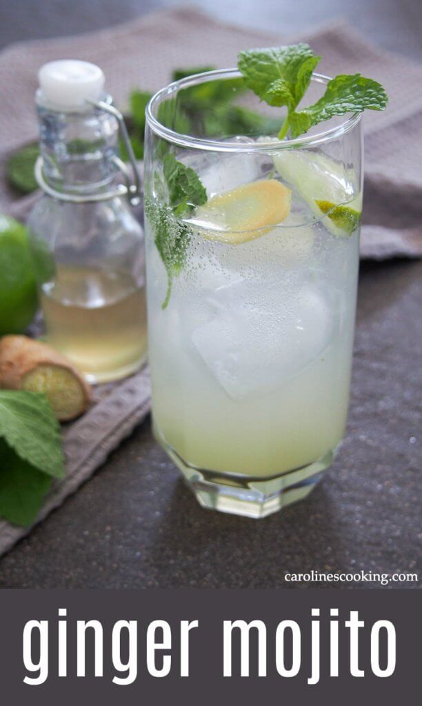 This ginger mojito is easy to make, with a great ginger kick from the homemade ginger syrup. Fresh, bright and perfect for any occasion.