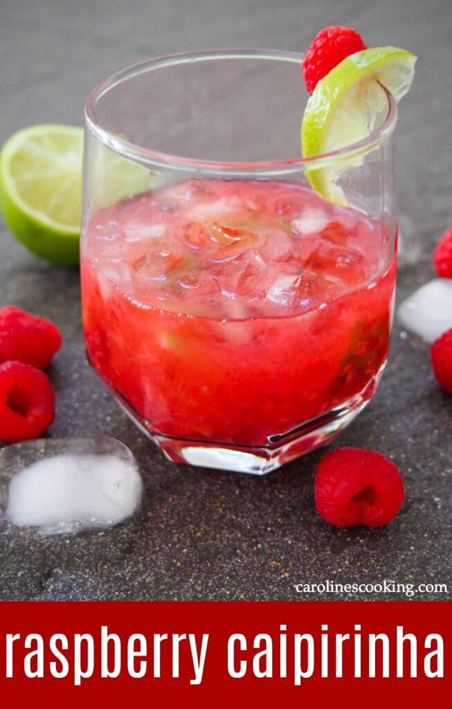 This raspberry caipirinha is a bright and fruity twist on the classic Brazilian cocktail. It's quick and easy to make, and perfect to sip on a warm day. #raspberry #cachaca #cocktail #brazilian