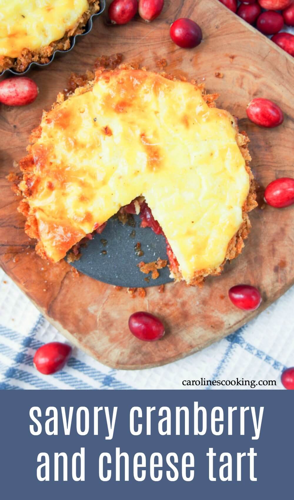This savory cranberry and cheese tart is a great way to use Thanksgiving leftovers in a delicious new way - sweet and savory, it's easy and so good.  #cranberrysauce #leftovers