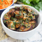 bowl of Moroccan eggplant with chermoula