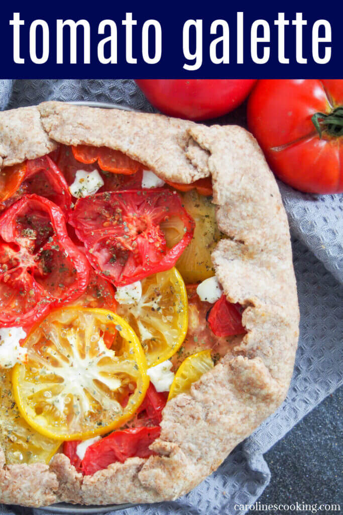 This tomato galette is an easy and delicious way to make the most of tomatoes while they are in season. You don't need too many ingredients and it's a tasty combination that's perfect for a summer lunch. #tomato #savorytart #galette #vegetarian