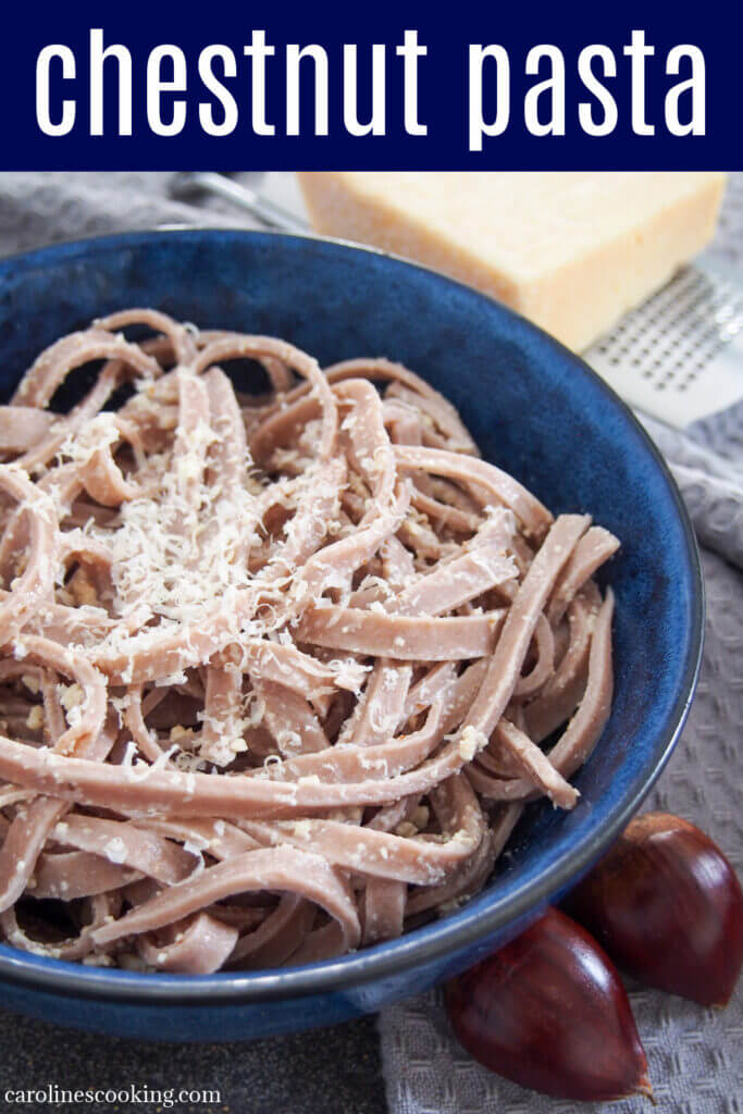 This chestnut pasta is a wonderfully tasty homemade pasta with a gently sweet, nutty flavor. It's easy to make and cooks up in no time. It pairs perfectly with simple sauces for comfort food deliciousness.