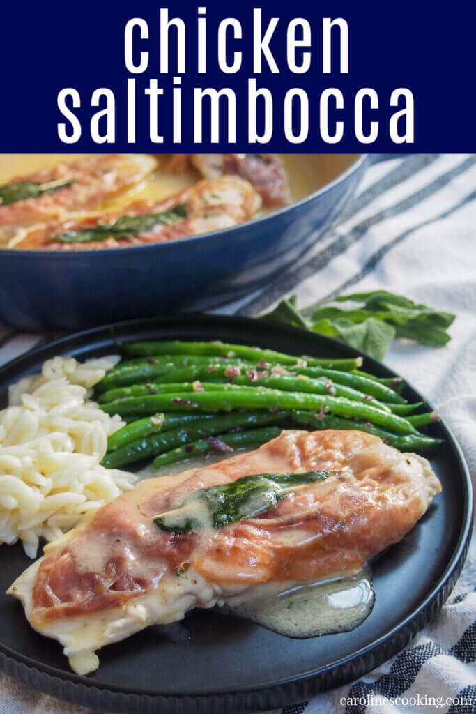 This chicken saltimbocca is a delicious chicken version of the classic Italian dish. It's packed with flavor, both in the chicken and the sauce with it, yet all easy and quick enough for a midweek meal. 