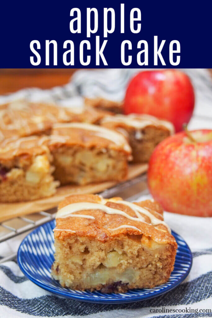 This apple snack cake is easy to make, packed with chunks of apple and gently spiced. It has a wonderful balance of sweetness, tender buttery cake and fruitiness. It's always incredibly popular with all who try it, so make sure you do soon, too!