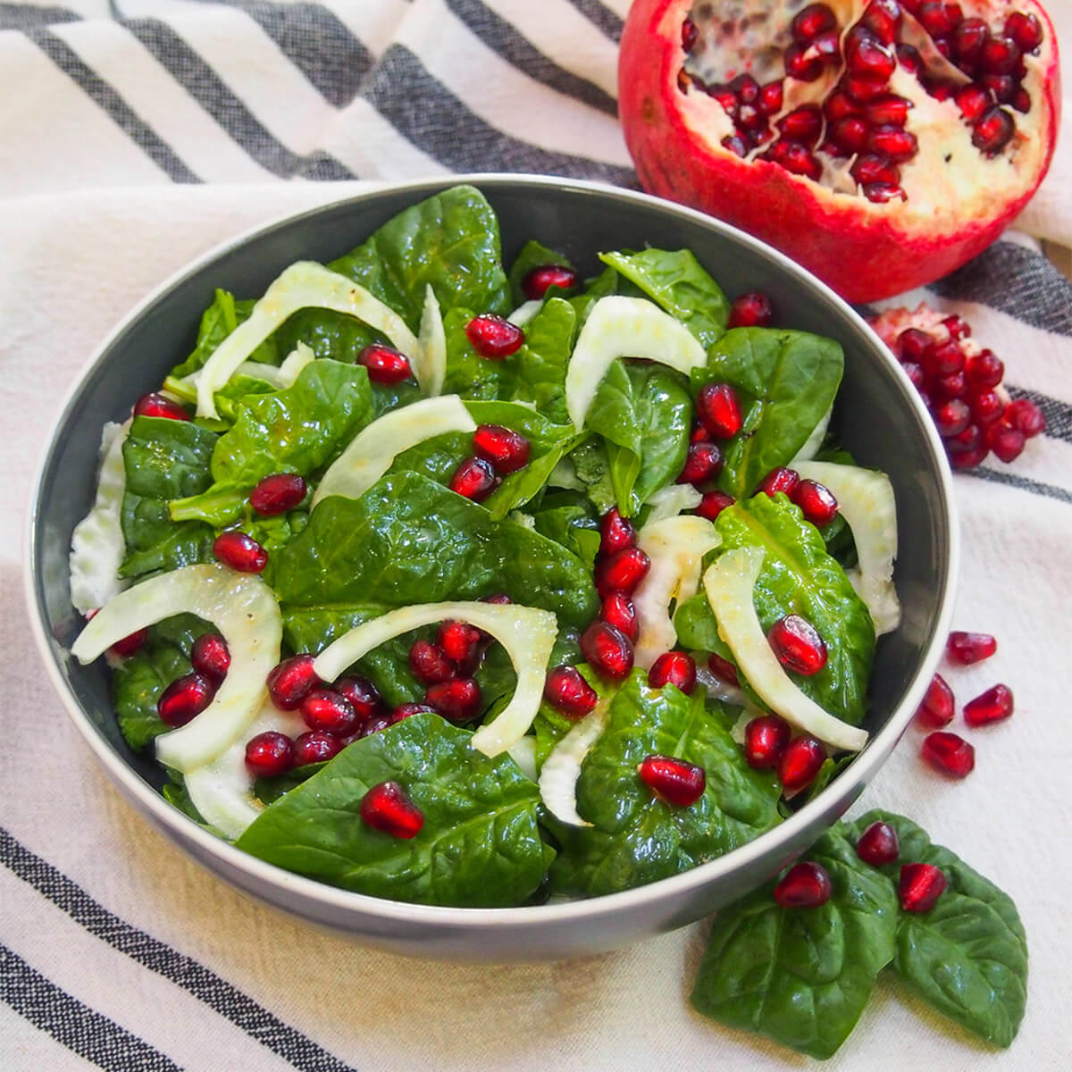 Spinach pomegranate salad Caroline's Cooking
