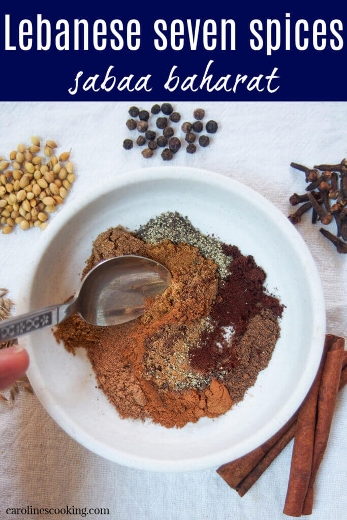 Lebanese seven spice - baharat spice - is a blend that add warm, aromatic flavor to a range of dishes. The mix can vary, and you can adapt to taste too.