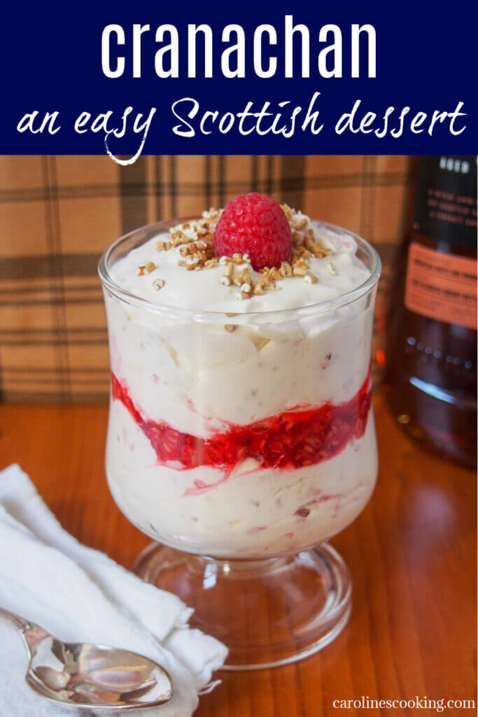 Cranachan is a delicious, easy 5 ingredient Scottish dessert (cream, oatmeal, whisky, honey & raspberries) that's perfect to end your Burns Night feast, or enjoy it any time.