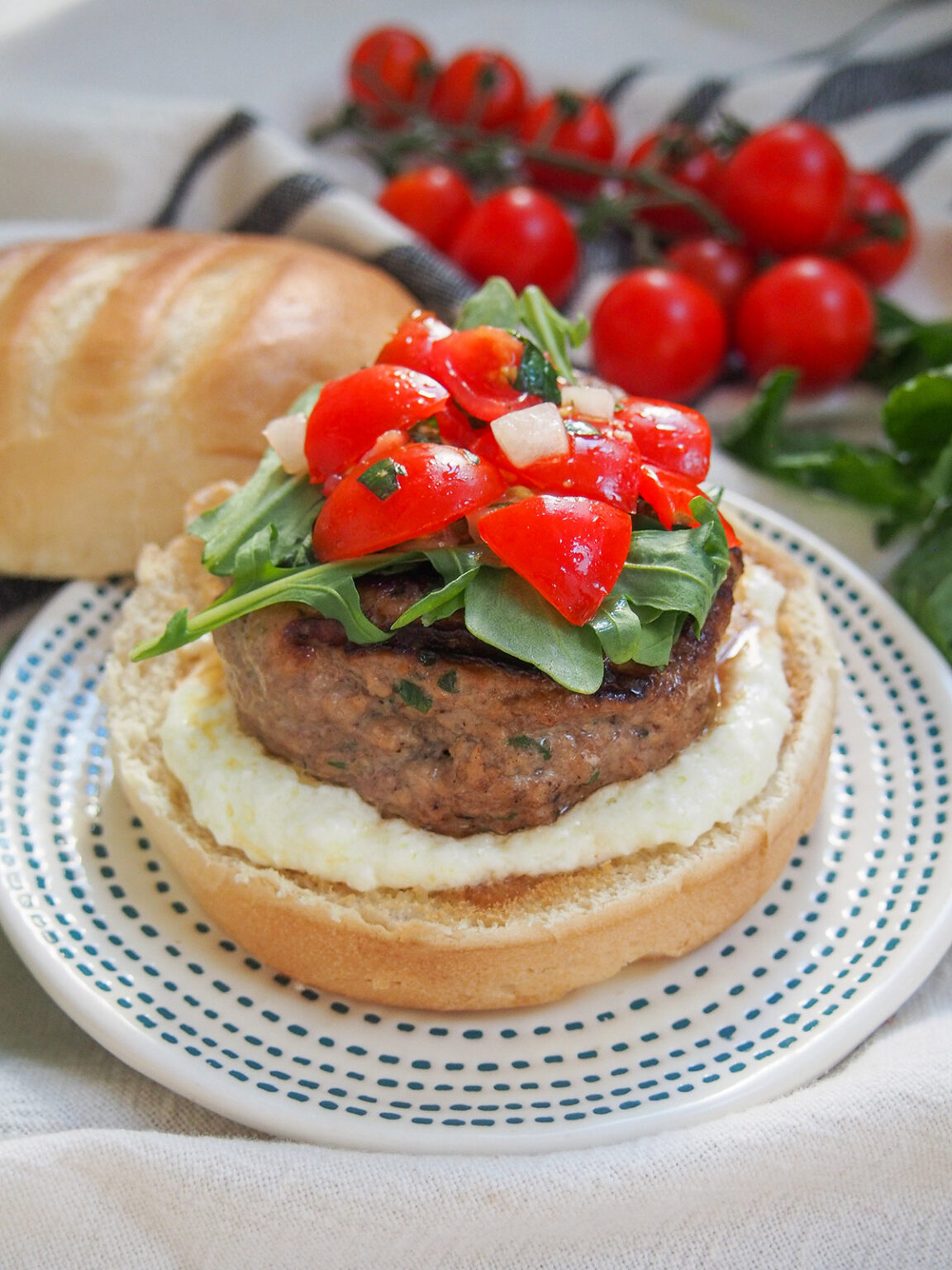 Lamb burgers with feta sauce Caroline's Cooking
