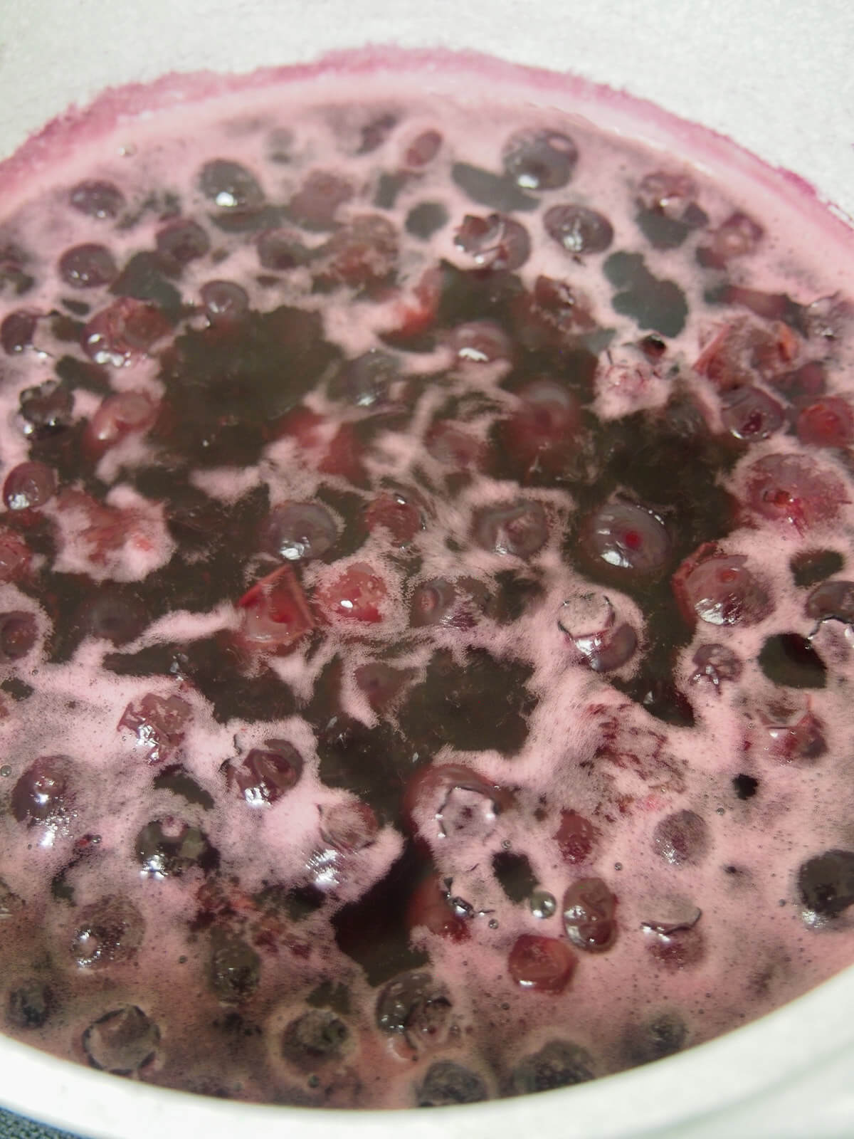 blueberries simmering in water