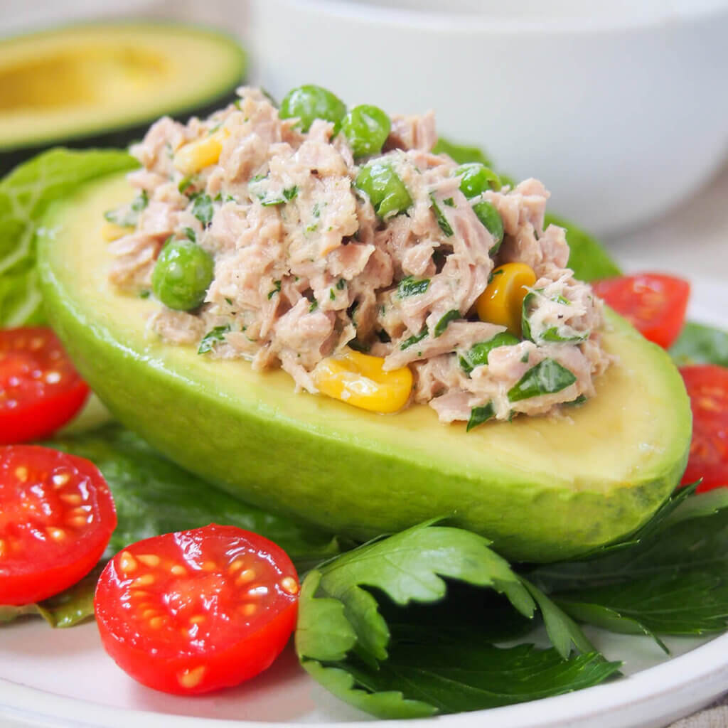 Tuna stuffed avocado (palta rellena de atun) - Caroline's Cooking
