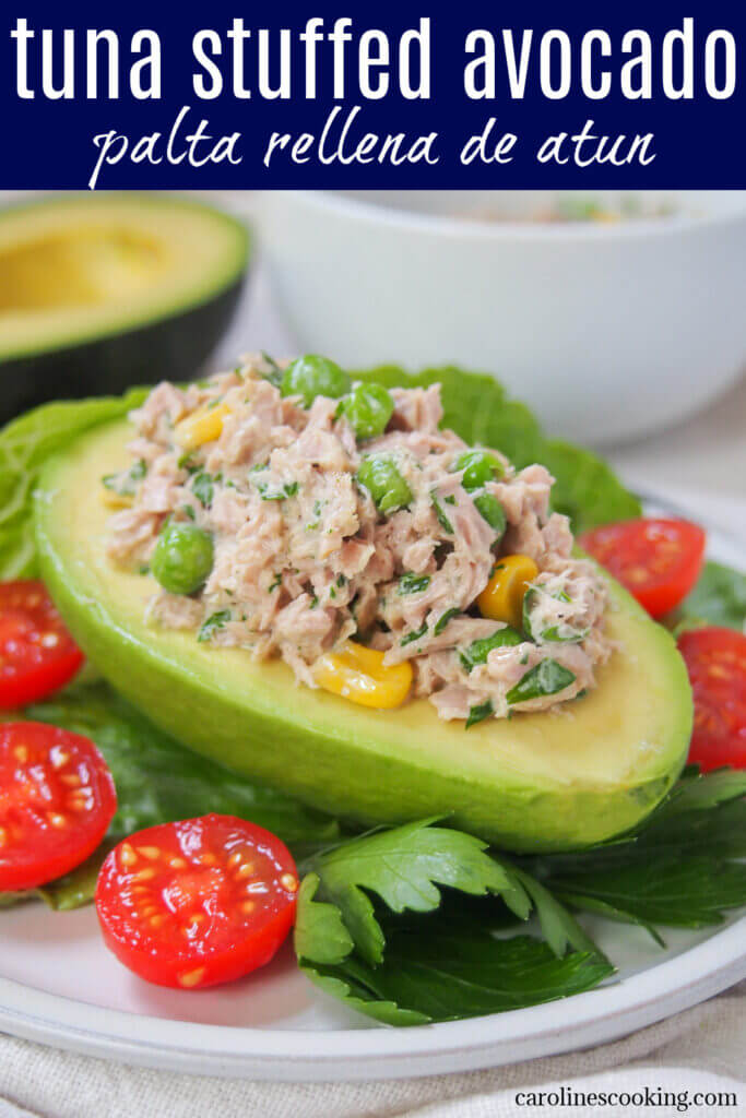 palta rellena is a traditional Peruvian tuna stuffed avocado that is super easy to make and delicious as a light lunch or appetizer