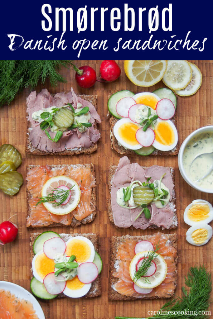Smørrebrød, Danish open sandwiches, are a staple of Danish cuisine. Here are three classic, easy toppings of beef, smoked salmon & egg plus remoulade sauce to top.