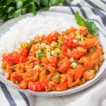 plate of crawfish etouffee.