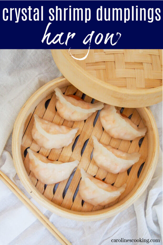 Har gow are a classic and delicious Cantonese dim sum, often called crystal shrimp dumplings due to their slightly translucent wrapper. The filling is simple as it's all about the juicy shrimp. They can be fiddly at first, but you get in the flow and it's well worth the effort.