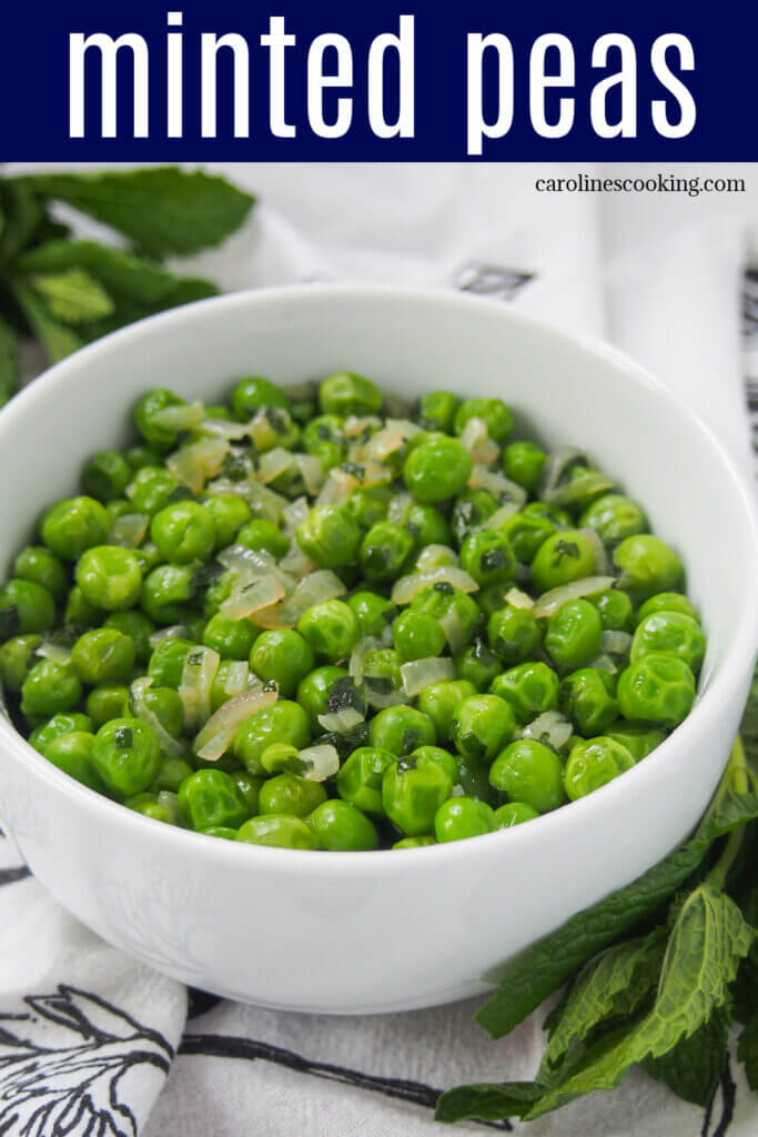 Minted peas are a super simple side dish, with added richness from butter and a little freshness from the mint. Versatile, quick to make using just a handful of ingredients.