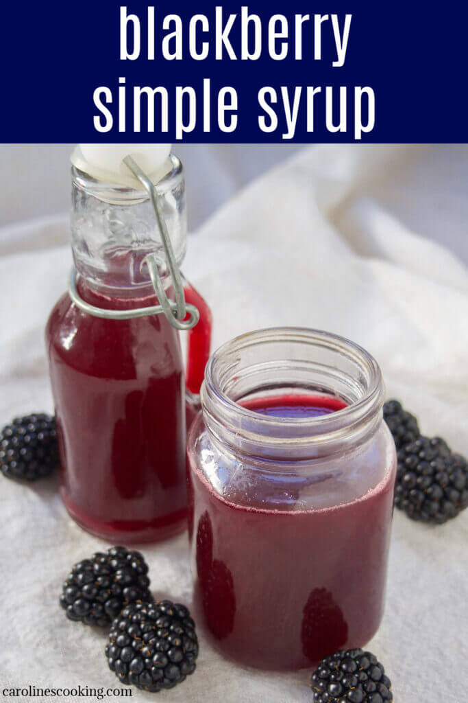 This blackberry simple syrup is an easy way to add some bright berry flavor and color to cocktails, lemonade or make a simple soda. It's quick to make, versatile, and great to enjoy all summer long.