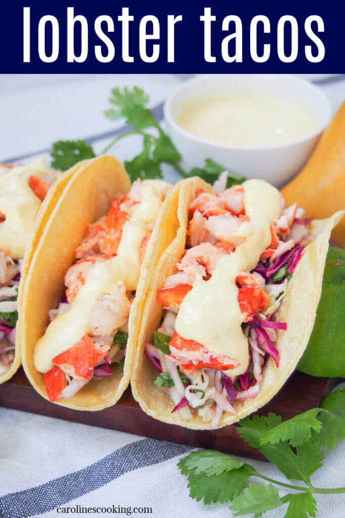 These lobster tacos are so incredibly quick to make, easy to adapt with your favorite additions, as well as light and fresh. A delicious, easy meal.