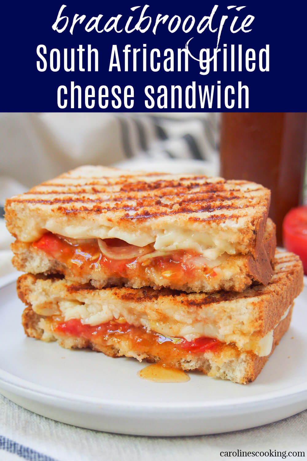 A braaibroodjie is a South African grilled cheese sandwich, made extra delicious with chutney and more inside. They are easy to make and so delicious. Traditionally, you cook over the barbecue/grill but you can also use a grill pan or panini press instead (even if it loses a little of that fire flavor). A braaibroodjie is a South African grilled cheese sandwich, made extra delicious with chutney and more inside. They are easy to make and so delicious. Traditionally, you cook over the barbecue/grill but you can also use a grill pan or panini press instead (even if it loses a little of that fire flavor).