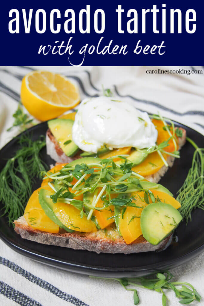 This avocado tartine with golden beet is easy to make with just a few ingredients but tastes and looks so much more special. Perfect for brunch/lunch.
