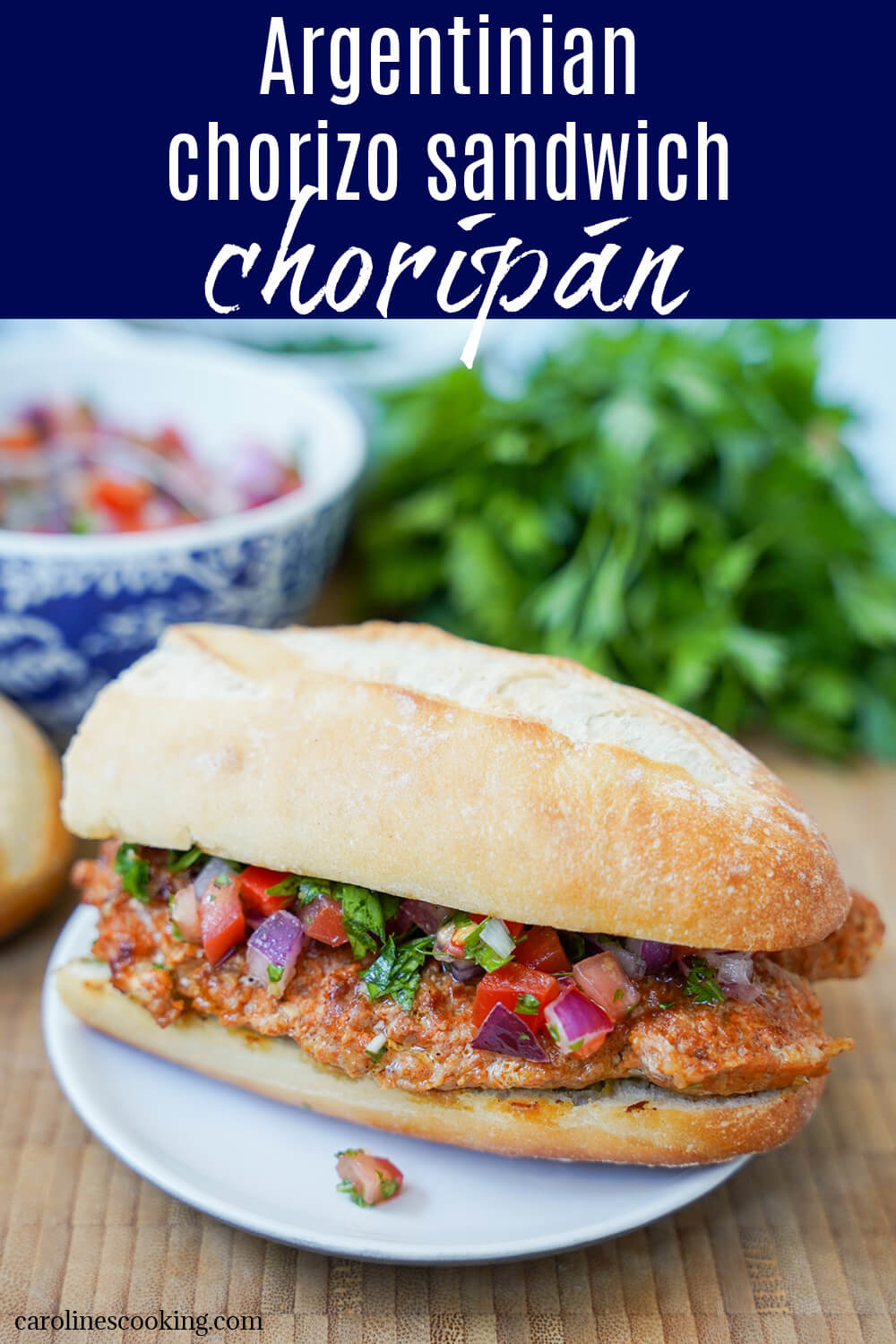 Choripán is a classic Argentinian sandwich that's so easy to make, with crusty bread, spicy sausage and vibrant, herby sauce. A perfect snack or light meal. Choripán is a classic Argentinian sandwich that's so easy to make, with crusty bread, spicy sausage and vibrant, herby sauce. A perfect snack or light meal.
