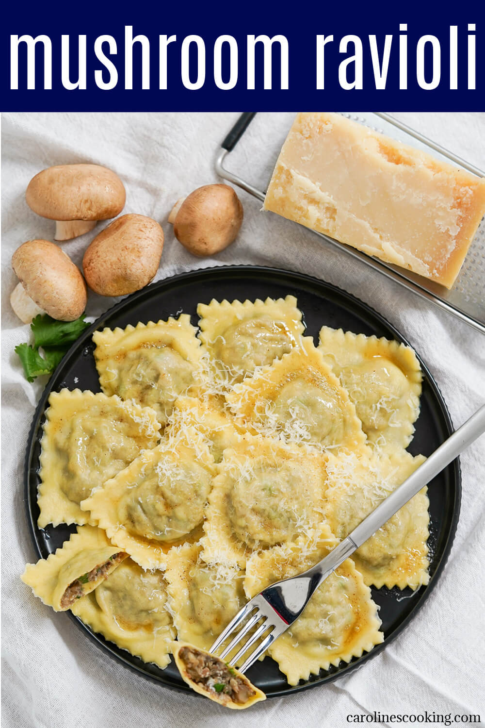 These mushroom ravioli have a delicious earthy, creamy filling that's both comforting and relatively light. Both fresh mushrooms & dried porcini help make these a really flavorful homemade pasta. These mushroom ravioli have a delicious earthy, creamy filling that's both comforting and relatively light. Both fresh mushrooms & dried porcini help make these a really flavorful homemade pasta.