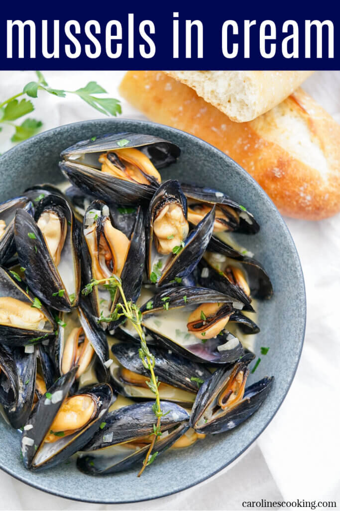 Mussels in cream is a wonderfully easy seafood dish of mussels in a light, creamy and flavorful broth. It's quick, relatively inexpensive and delicious.